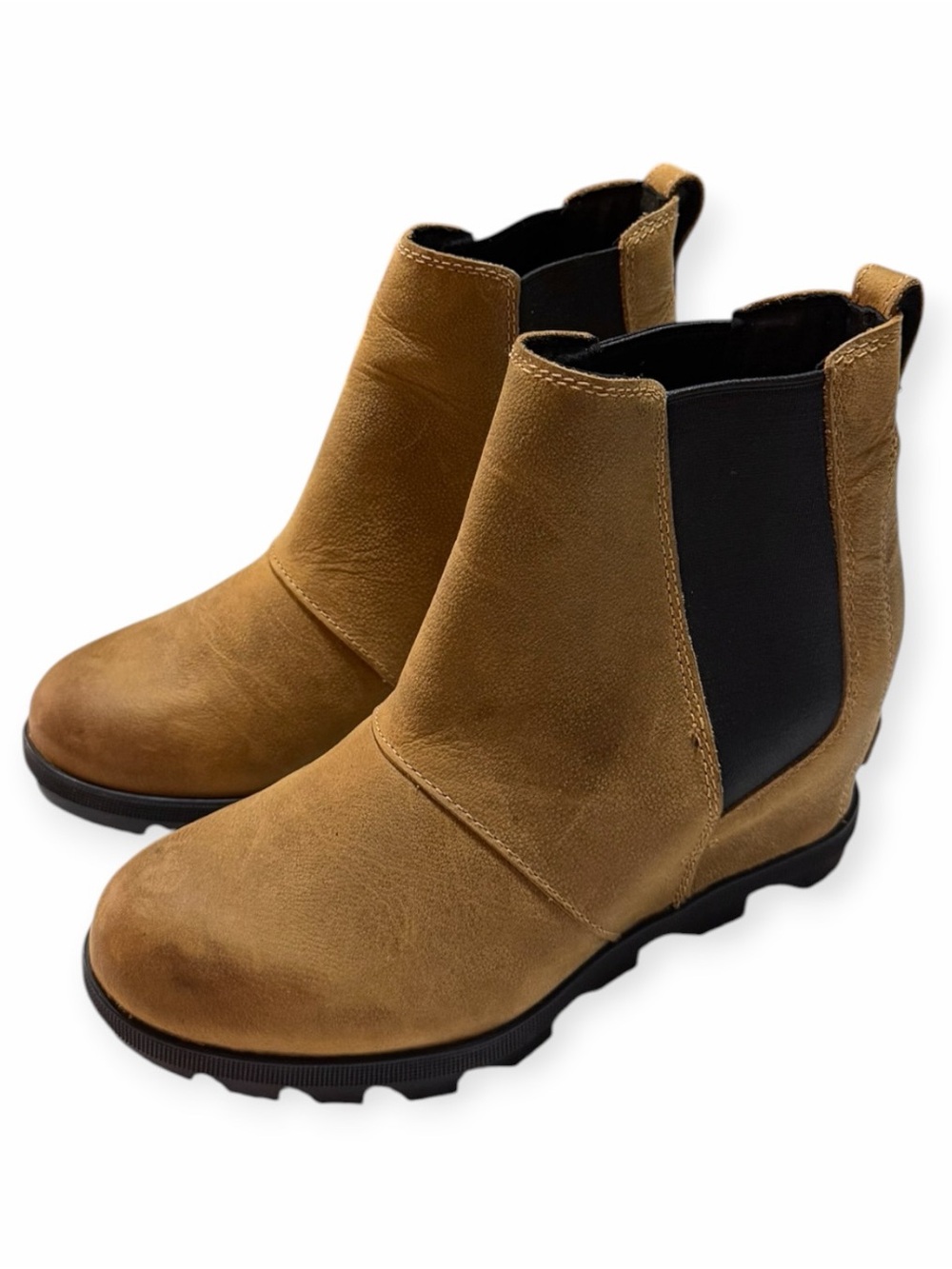 Sorel Joan of Arctic Wedge ll Chelsea Suede Boots Tan Brown Women’s Size 7.5